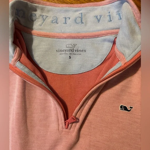 Vineyard Vines Pink Quarter-1/4 Zip Pullover - Picture 3 of 6